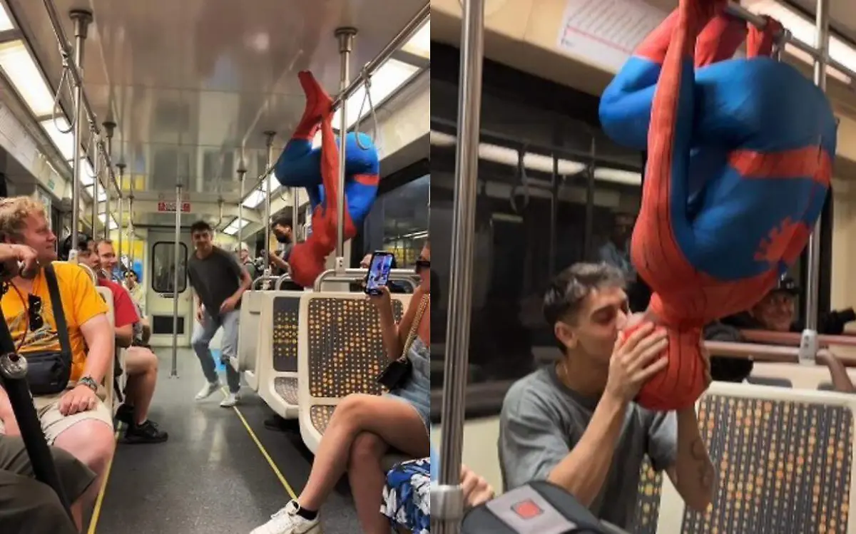 Spiderman en el metro